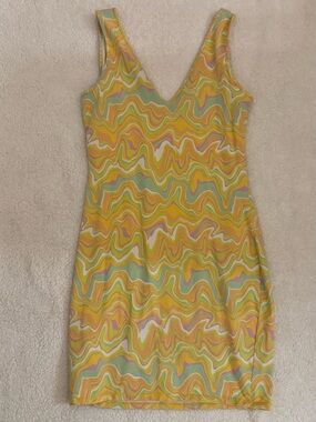 Target Yellow Multicolor V-Neck Mini Dress